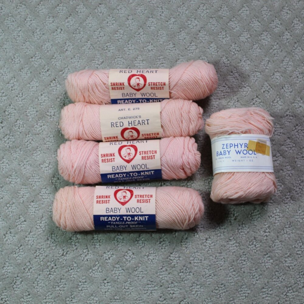 Vtg 5 Skeins Yarn 4 Chadwick's Red Heart Baby Wool & 1 Zephyr 100% Virgin Wool